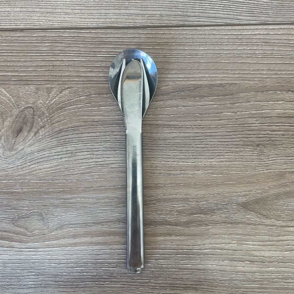 Vintage Stainless Steel Taiwan Nesting Silverware Knife Spoon Fork